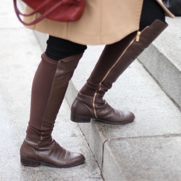 bromley tall leather block heel boots